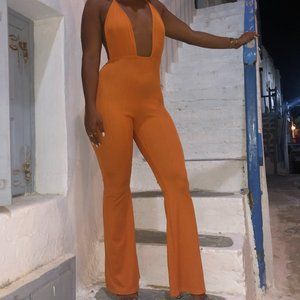 Pretty Little Thing Orange Flare Pant Jumpsuit